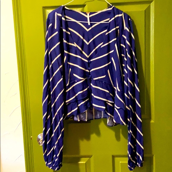 Float stripe button balloon sleeve FP blouse - Picture 1 of 3